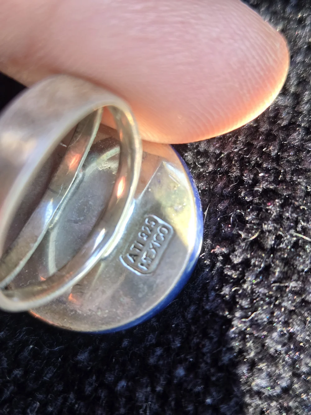 925 Silver Ring with Lapis Lazuli Celestial Motif